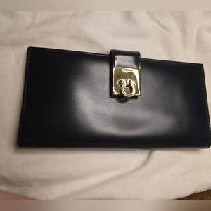 Salvatore Ferragamo Navy Blue Leather Wallet